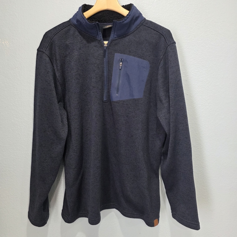 Old River Men's Blue Quarter-Zip Pullover with Chest Pocket Size XL.